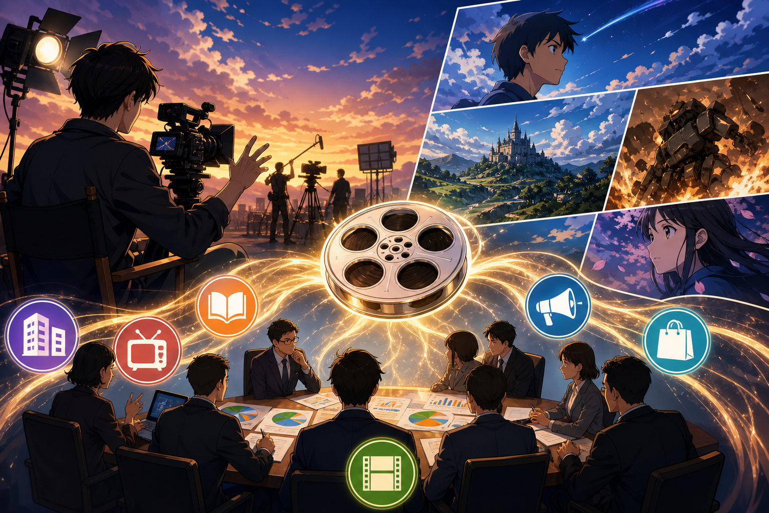 映画の製作委員会とは、複数企業による共同出資の仕組みです
